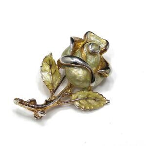 Vintage 1960s Rose Enamel Brooch & Pendant, Gold Plated